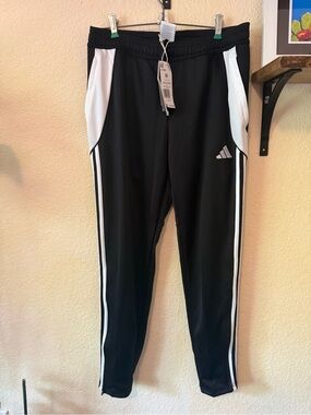 Adidas Black Athletic Track Pants with White Accents